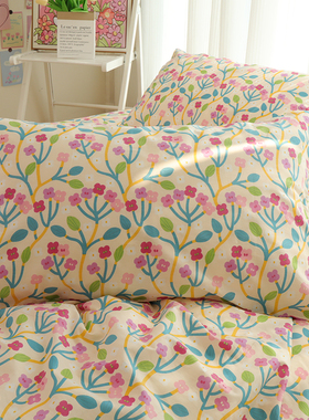 速发粉色小m48c花x74cm枕头套单个纯棉4套一对家用100全棉成人枕0