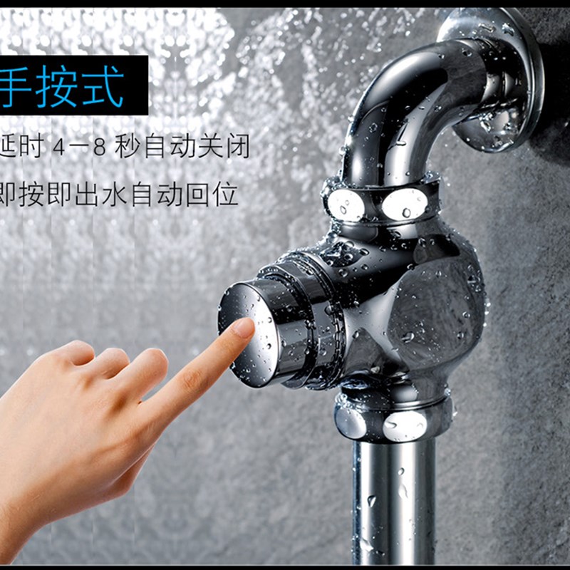 速发全铜按水洗手冲式明装延时阀冲水器厕所单双入墙按压式大便冲