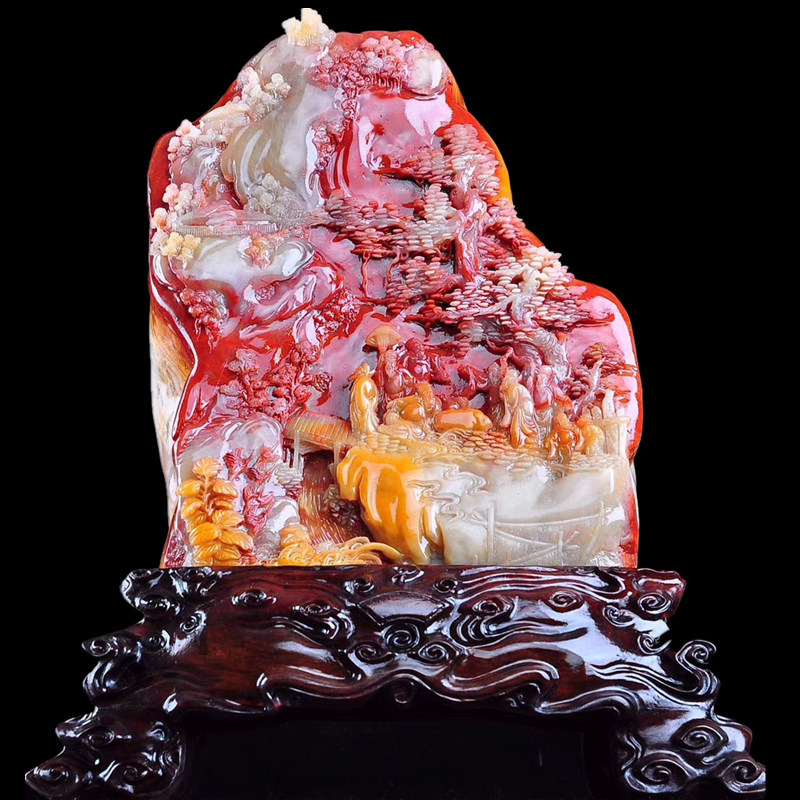 速发福建寿山石摆玉芙蓉原雕件石手工石刻招财镇宅客厅家居工艺品