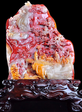 速发福建寿山石摆玉芙蓉原雕件石手工石刻招财镇宅客厅家居工艺品