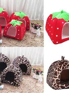 速发Soet Strawber y Leopd Pet Dog rHouse Tet Kfel Doggy