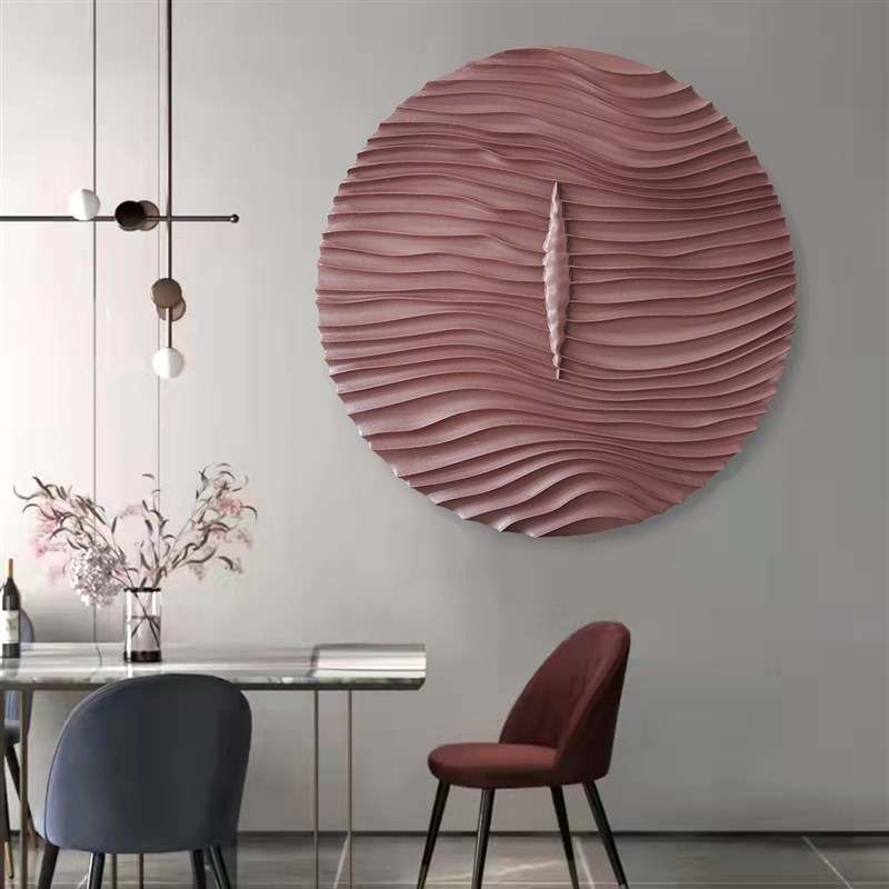 速发简约圆形个性立体木雕装饰画客厅餐厅沙发背景墙抽象装置画图片