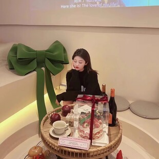 速发圣诞节氛围装 门店商场景布具包扮拍照道置用品 饰蝴蝶结材料装