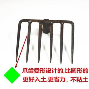 速发手工锻打农用小耙地8齿6齿耙翻垦松土开子工具铁耙钉耙木柄大