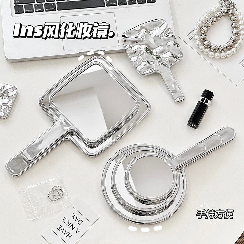 速发便约手持化妆镜高级感风简携学生梳镜台补妆镜折叠双面妆子