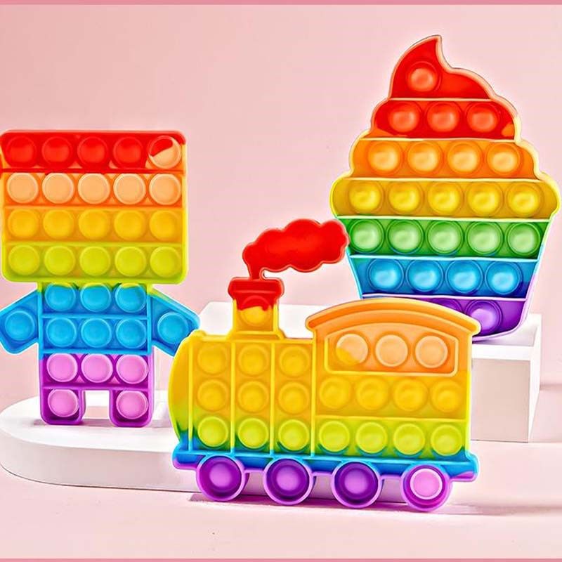 速发按压玩亲具子互动益压思维棋儿童解智神器捏捏乐彩虹按按乐