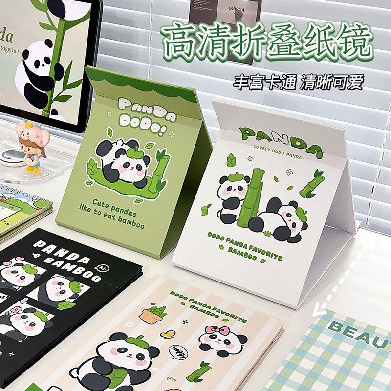 速发可爱熊便折叠化妆镜台携学生宿舍桌面猫式家用梳妆台可立小镜