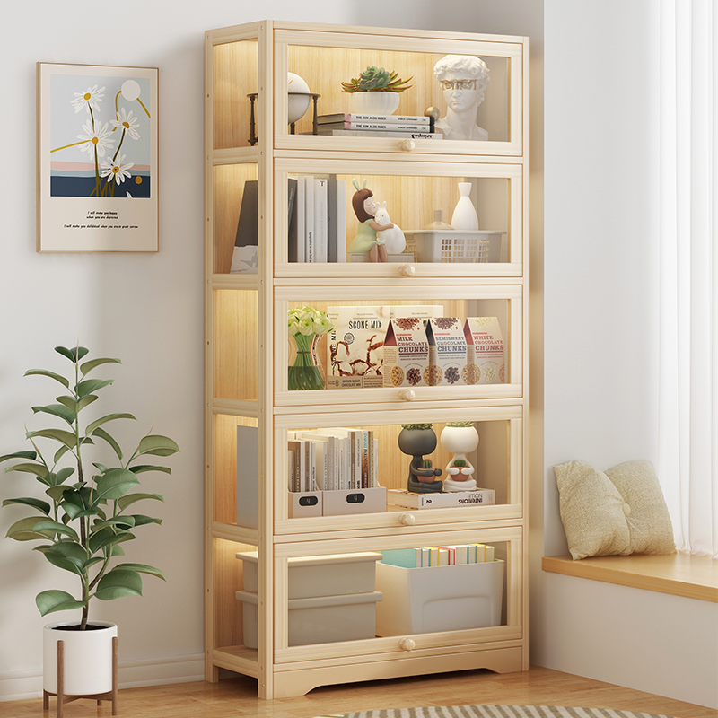 速发松柜书柜立体的架带门储物柜家用小立木0厘米宽书柜子防尘展