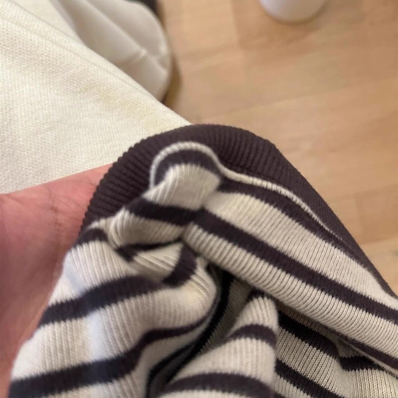 速发复古棕色条纹卫衣秋冬加绒加厚圆领套头外套宽松ch港味上衣潮