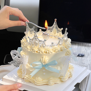 速发唯美珍珠蛋神生日大糕装饰摆件丝带蝴结蝶芭蕾风小公主装扮
