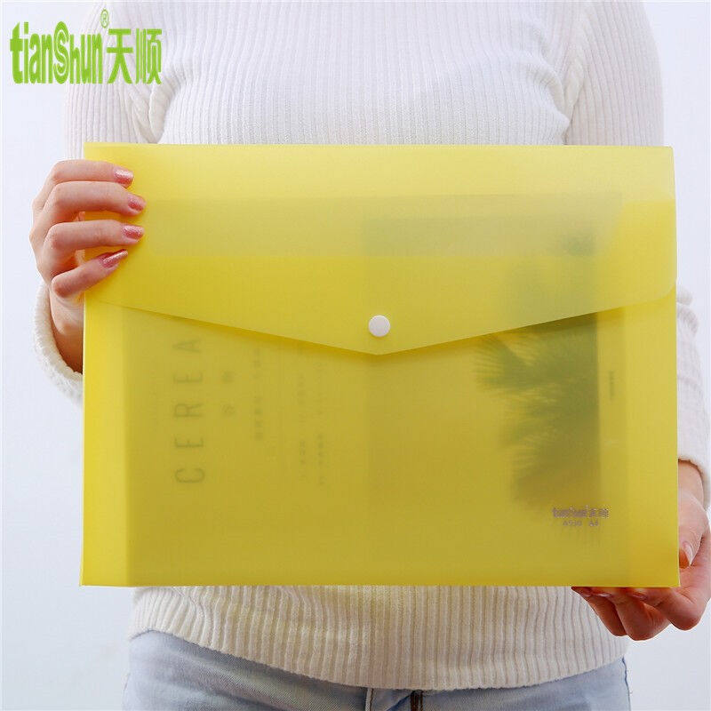 现货速发天顺A4纽扣袋磨砂文件袋半透明立体加厚按扣文件袋资料袋