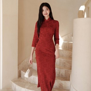 速发新中式 高敬感级酒服新娘结婚晨袍红肩 披色订婚旗袍年轻款