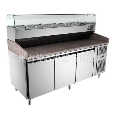 沙拉冷藏柜厂家 Pizza refrigerated working table 披萨操作台