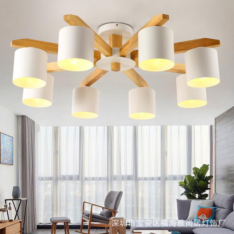 北欧灯具客厅吊灯现代简约个性创意原木卧室餐厅灯ins实木日式灯