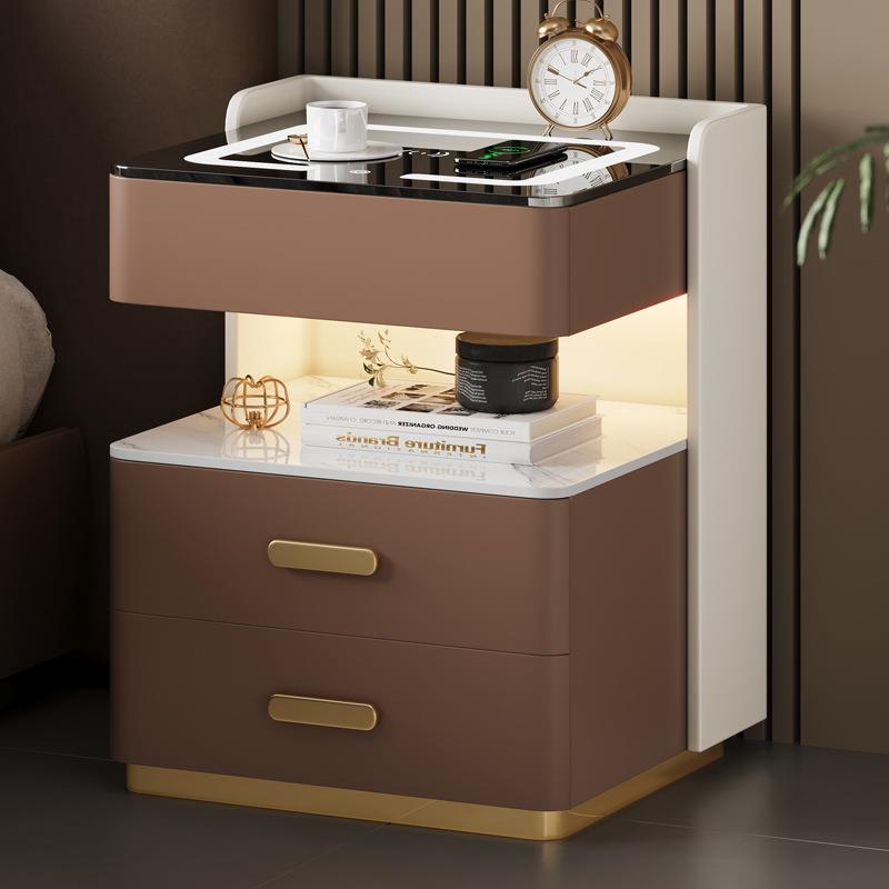 智能床头柜实木2024新款轻奢感家用卧室收纳简约现代床边
