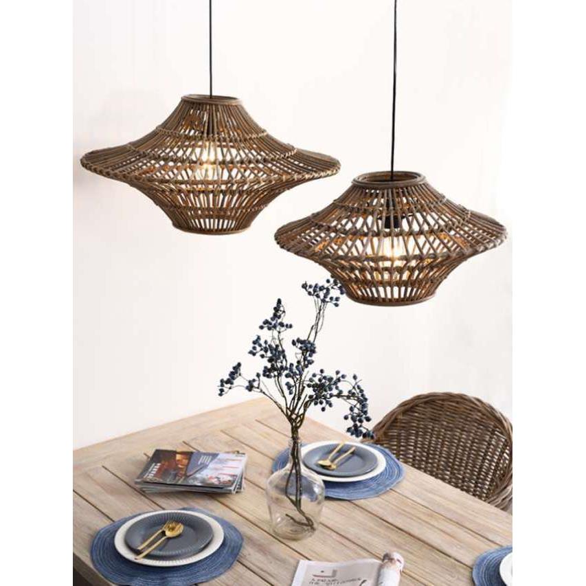 复古藤编吊灯客厅东南亚简约现代灯具民宿风灯饰网红餐厅藤艺灯罩