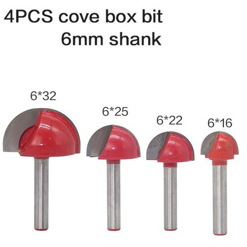 好货4Pcs 6Mm Shank Round Nose Cove Box Wood Router Bit Shake