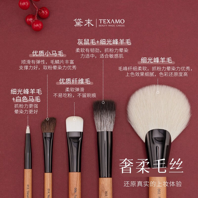 黛末(Texamo)化妆刷套组初学者烁影11支眼影遮瑕刷腮红晕染刷全