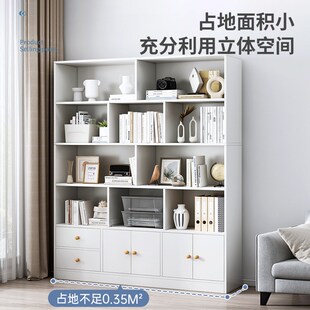 简易书架置物架落地n多层靠墙客厅格子柜子储物柜收纳柜家用书柜