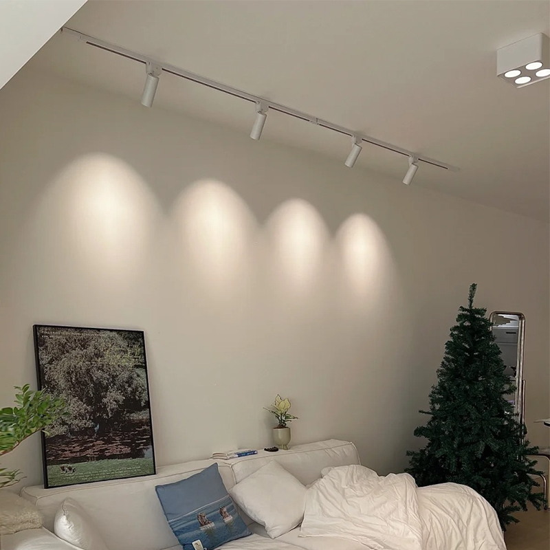 明装led轨道射灯免吊顶白色奶油风家用客厅沙发背景墙氛围小山丘