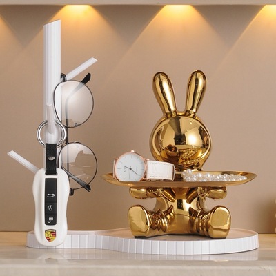 入门口兔子钥匙收纳玄关摆件挂架神器创意家居客厅乔迁之喜装饰品
