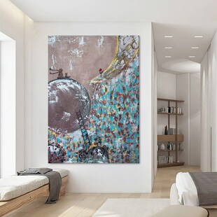 抽象派涂鸦高级感手绘油画客厅小众艺术装饰N壁画玄关丙烯肌理挂
