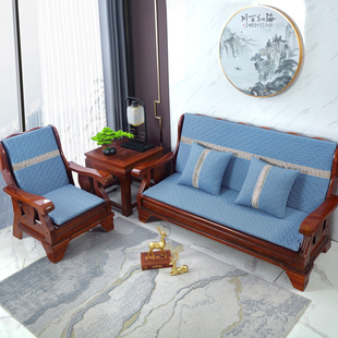 红木沙发坐垫四季通用o带靠背木质海绵老中式实木头靠垫罩一体垫