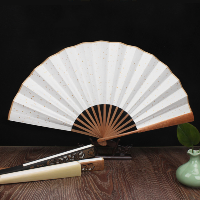 9寸10寸宣纸折扇手工中国风复古空白扇面书法创作广告扇 扇子