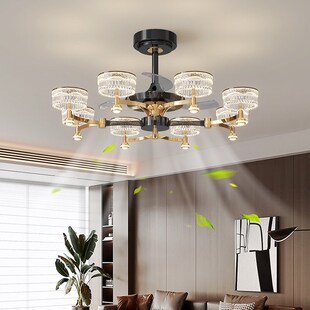 励昌家装灯饰风扇灯卧室灯现代轻奢大气意式主卧房间X吸顶灯冰裂