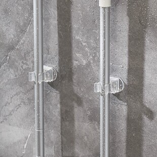 浴室扫把收纳架壁挂式免打孔拖把挂钩夹式直杆挂夹强力粘胶挂架