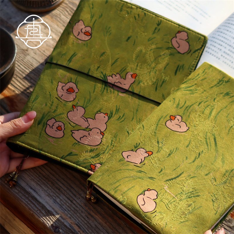 真我 猫鸭香云纱 非遗桑蚕丝手账帐本手工布书衣P日记本笔记本a5a