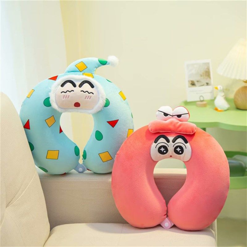 卡通小新U型枕护颈枕飞机旅行枕办公室学生宿舍U形午睡枕头办公室