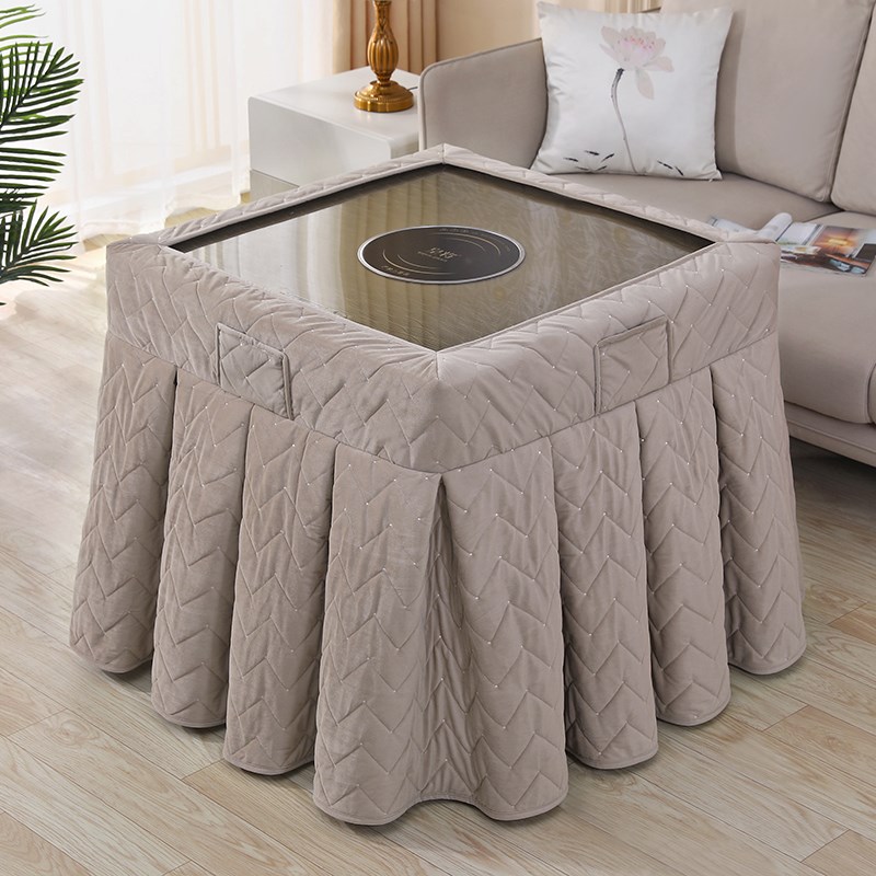 加厚烤火桌罩套冬季新p款取暖桌布正方形电炉罩套麻将机罩套烤火