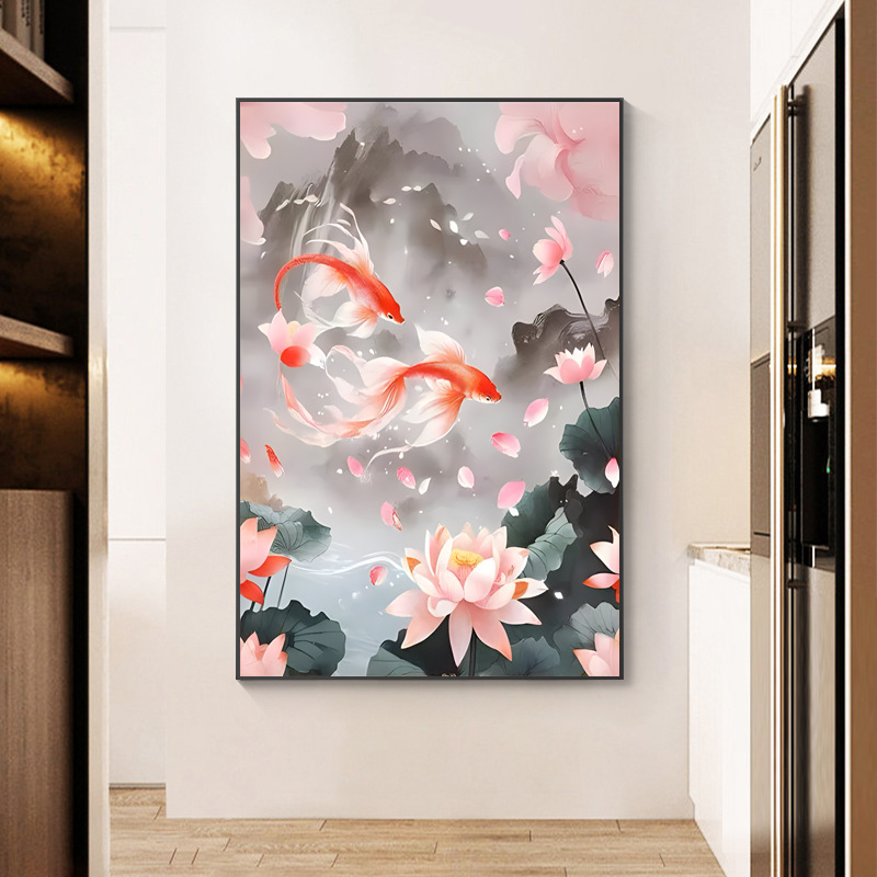 5d钻石画2024新款荷花锦鲤手工点钻十字绣招财客厅卧室钻石绣满钻