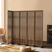 定制新中式 实木屏风隔断折叠移动客厅遮挡茶楼做旧折屏复古格栅墙