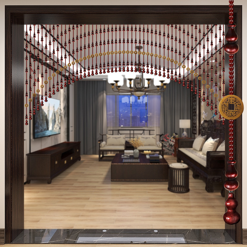 五帝铜钱桃木葫芦珠帘门帘隔断帘大门对阳台窗户水晶W帘挂帘免打