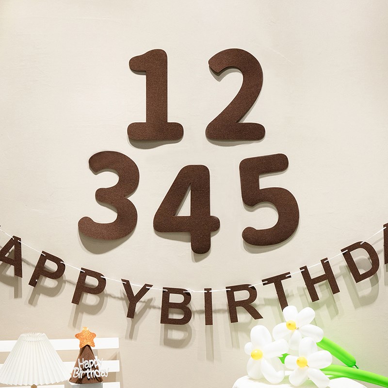 森系ins复古生i日布置装饰拉旗拉花宝宝儿童1周岁派对场景装扮道