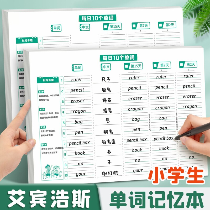 艾宾浩斯英语单词本记忆本听写小学初中单词背涌记背神器遗忘记忆