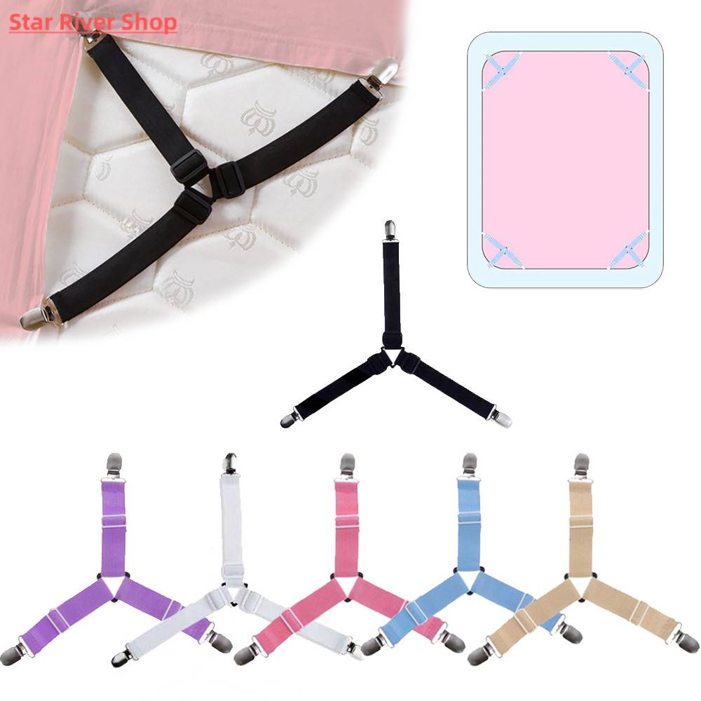 推荐4PCSSet Elastic Bed Sheet Grippers Adjustable Belt Faste