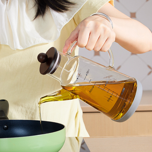 油壶不挂油厨房专用新款装酱油醋调料瓶食品级相思木玻璃油罐家用