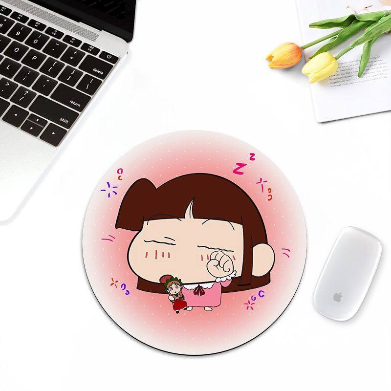 卡通动漫蜡笔小新鼠标垫个性可爱女生圆形便携宿舍耐脏护腕垫印花