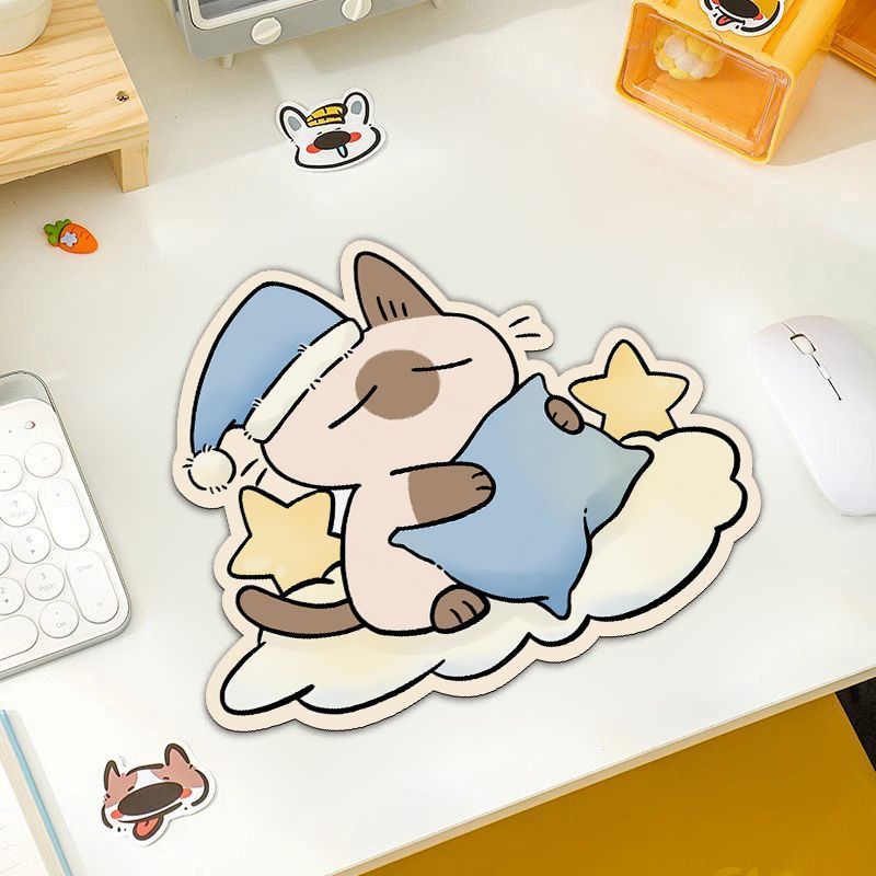 暹罗猫可爱卡通小号鼠标垫便携异形办公室桌面装饰键盘桌垫通用