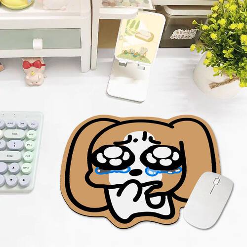 悲伤比格多栋鼠标垫异形卡通女生mousepad可爱小狗电脑桌面垫小号