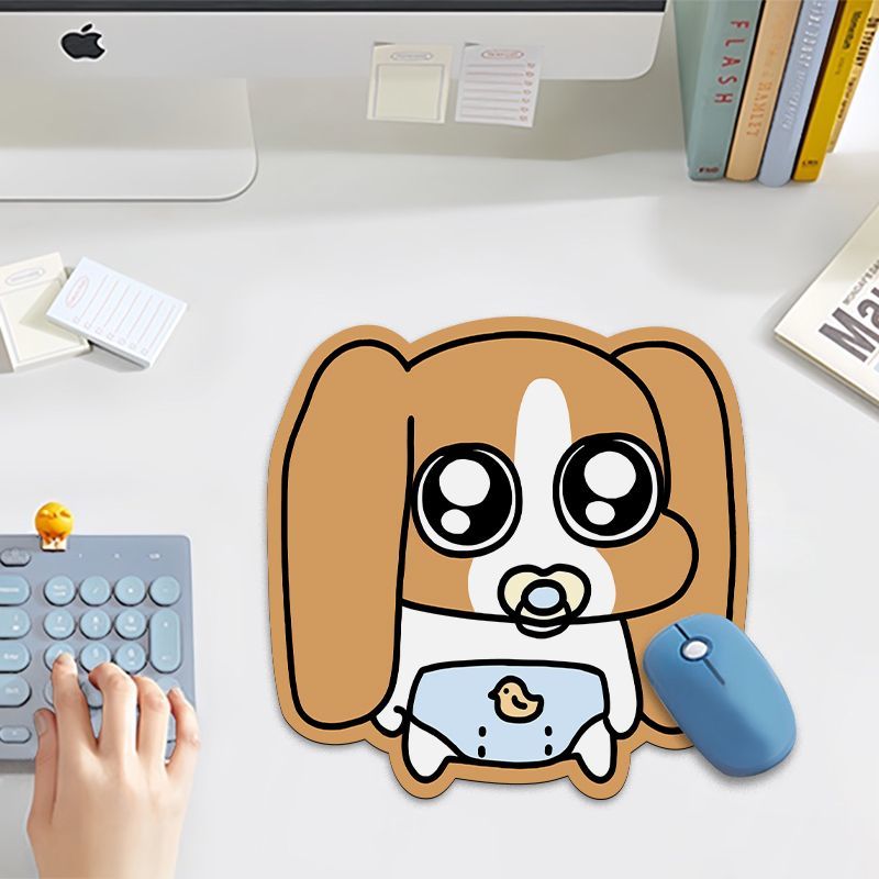 比格多栋卡通Q版鼠标垫小号办公室高颜值女生键盘桌垫耐磨防滑垫