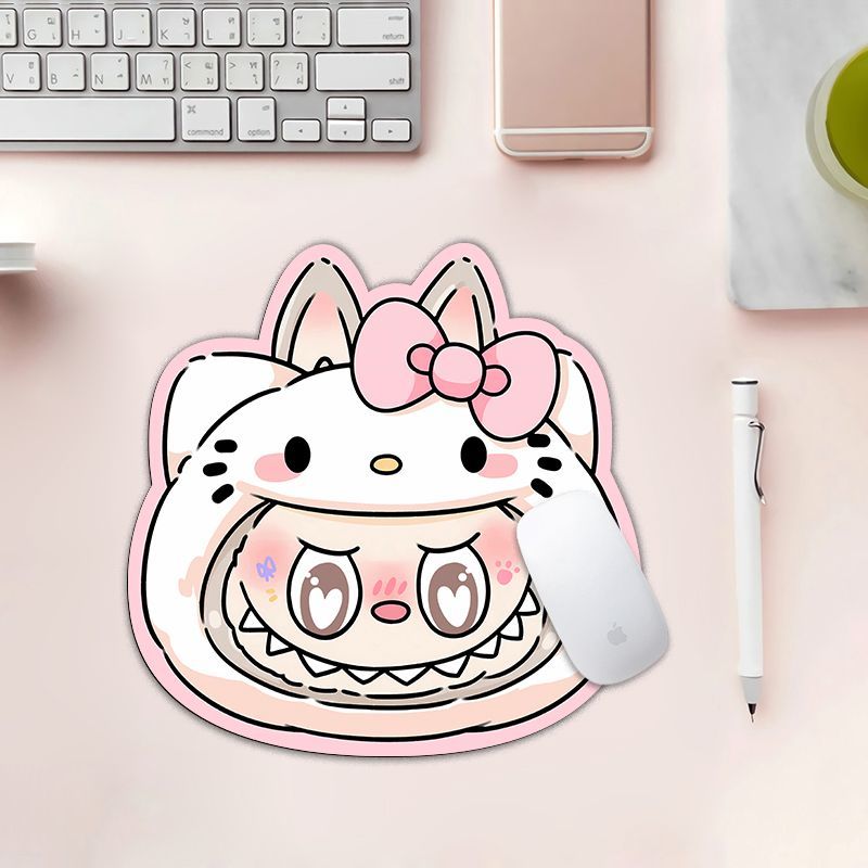 库洛米x拉布布联动卡通异形Q版大头鼠标垫小号办公室高颜值书桌垫