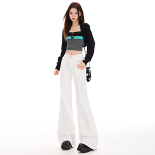 高腰收腹显瘦垂感拖地裤 镰刀弹力喇叭裤 女 时尚 奢野派新款