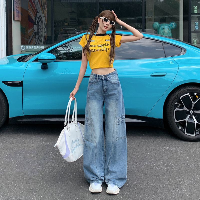 2025美式工装牛仔裤女宽松设计感