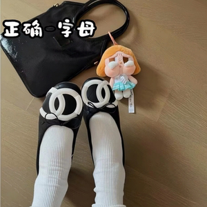 2025秋季新款真皮小香风黑白菱格芭蕾舞鞋女平底蝴蝶结单鞋中古风