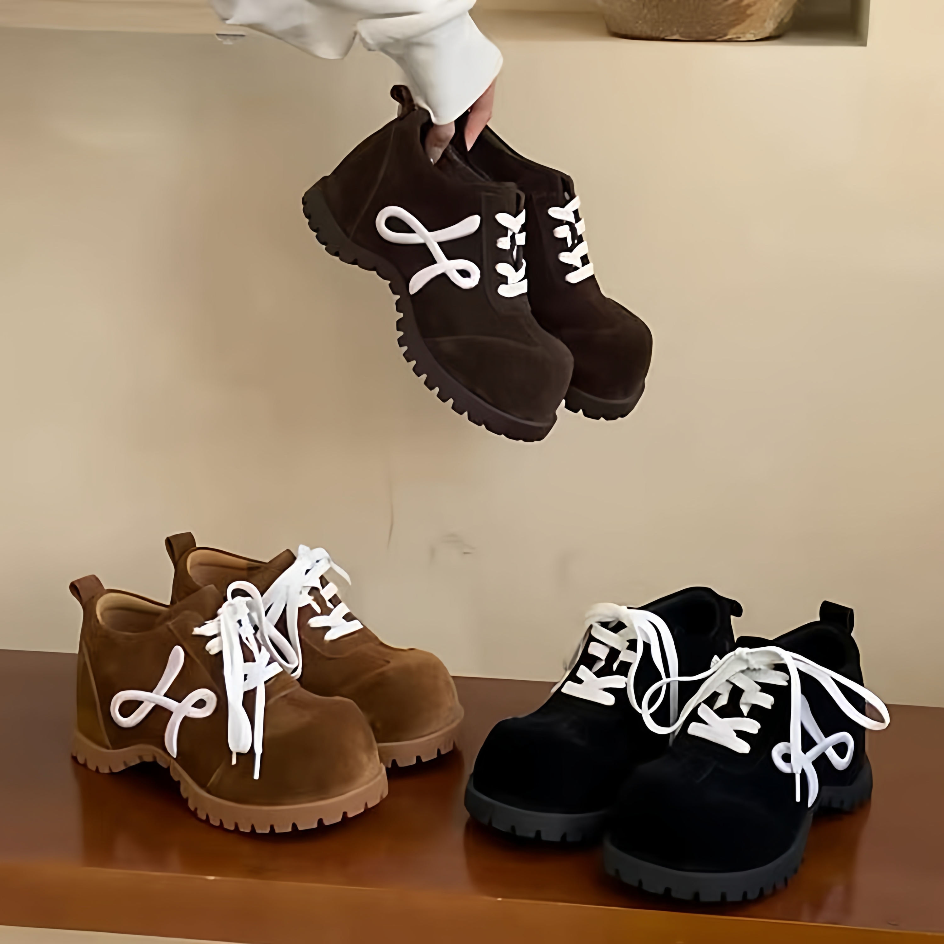 25秋季欧货爆款系带厚底松糕鞋