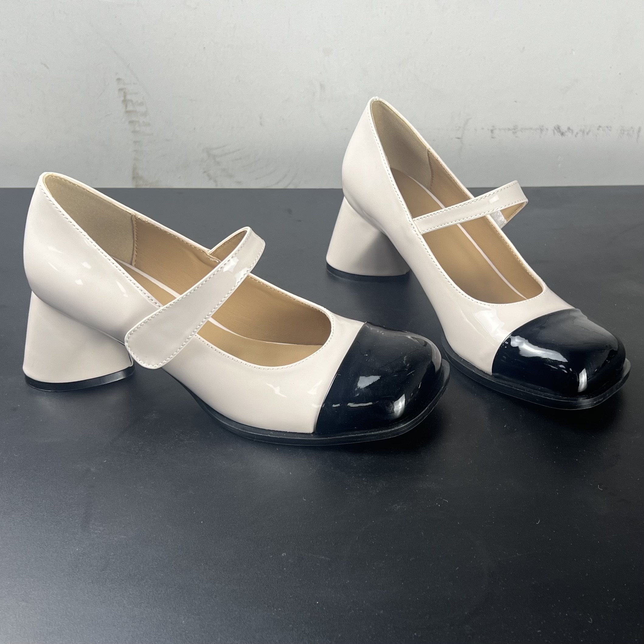 2026早春新款小羊皮小香风拼色玛丽珍鞋女粗跟一字带方头单鞋气质,女鞋,玛丽珍鞋,淘宝优惠券,粉丝福利购,淘宝优惠卷